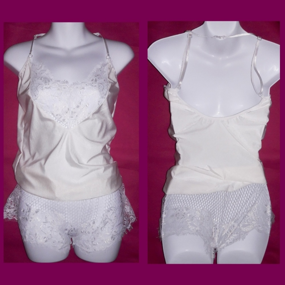 White Blousy Eyelash Lace Mesh Romper! - Picture 2 of 4